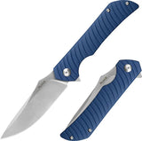 Ruike P123 Linerlock Knife - 3.75 Inch Satin Blade With Blue Sculpted Micarta Handle For EDC Clip by Ruike