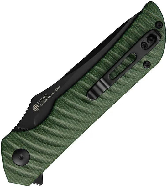 Ruike P123 Linerlock Knife - Green Micarta Handle 3.75 Inch Blade For EDC And Outdoor Tasks by Ruike
