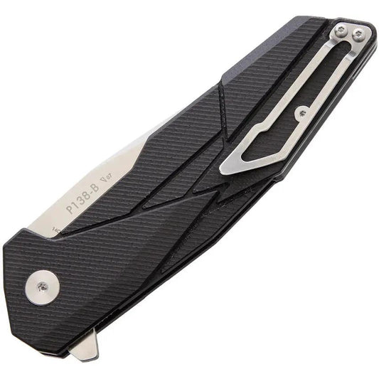Ruike P138 Linerlock Knife - 3.5 Inch Satin Tanto Blade With Black G10 Handle For EDC by RUIKE