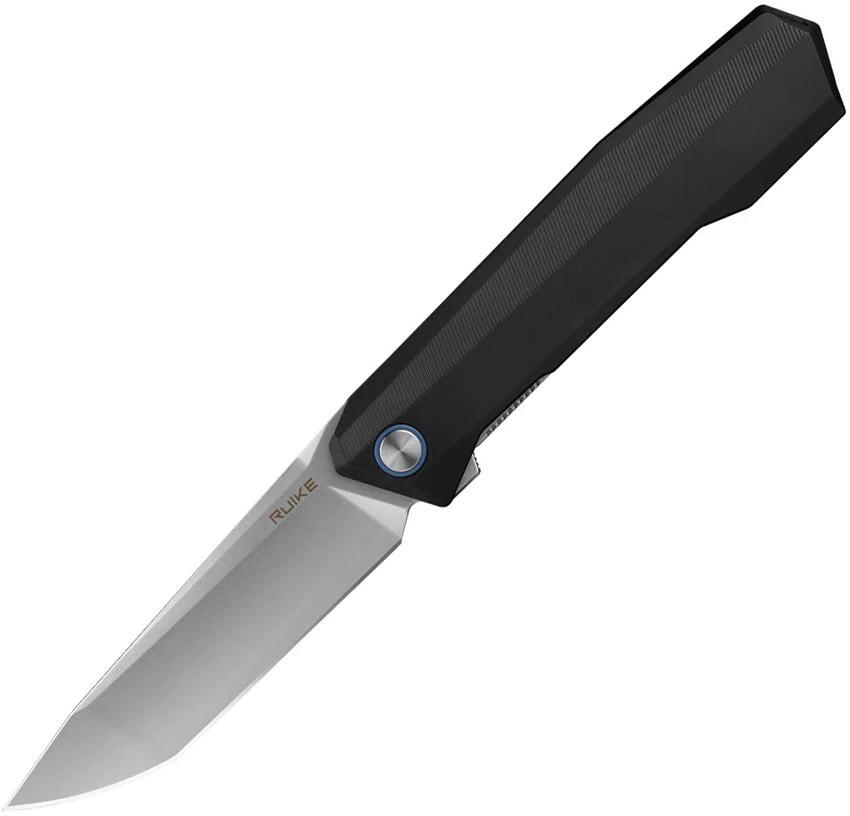 Ruike P166 Linerlock Knife For EDC Bead Blast 14C28N Sandvik Tanto Blade Black Aluminum Handle by Ruike
