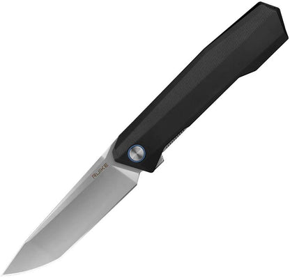 Ruike P166 Linerlock Knife For EDC Bead Blast 14C28N Sandvik Tanto Blade Black Aluminum Handle by Ruike
