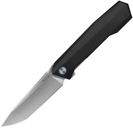 Ruike P166 Linerlock Knife For EDC Bead Blast 14C28N Sandvik Tanto Blade Black Aluminum Handle by Ruike