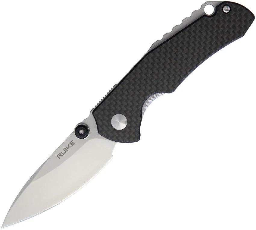 Ruike P671CB Linerlock Folding Knife With Carbon Fiber Onlay Bead Blast Blade 3.63in EDC by RUIKE