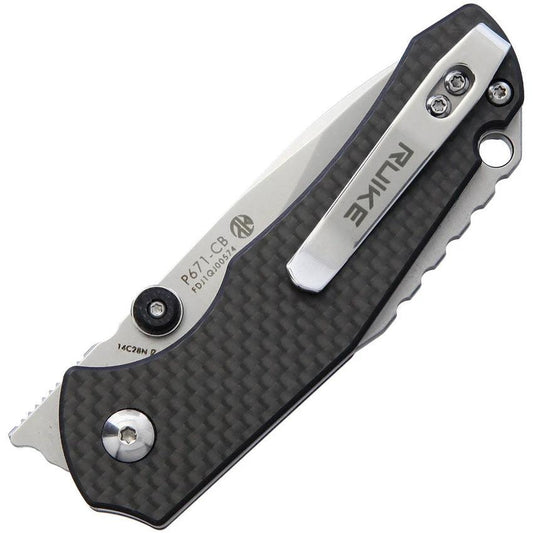 Ruike P671CB Linerlock Folding Knife With Carbon Fiber Onlay Bead Blast Blade 3.63in EDC by RUIKE