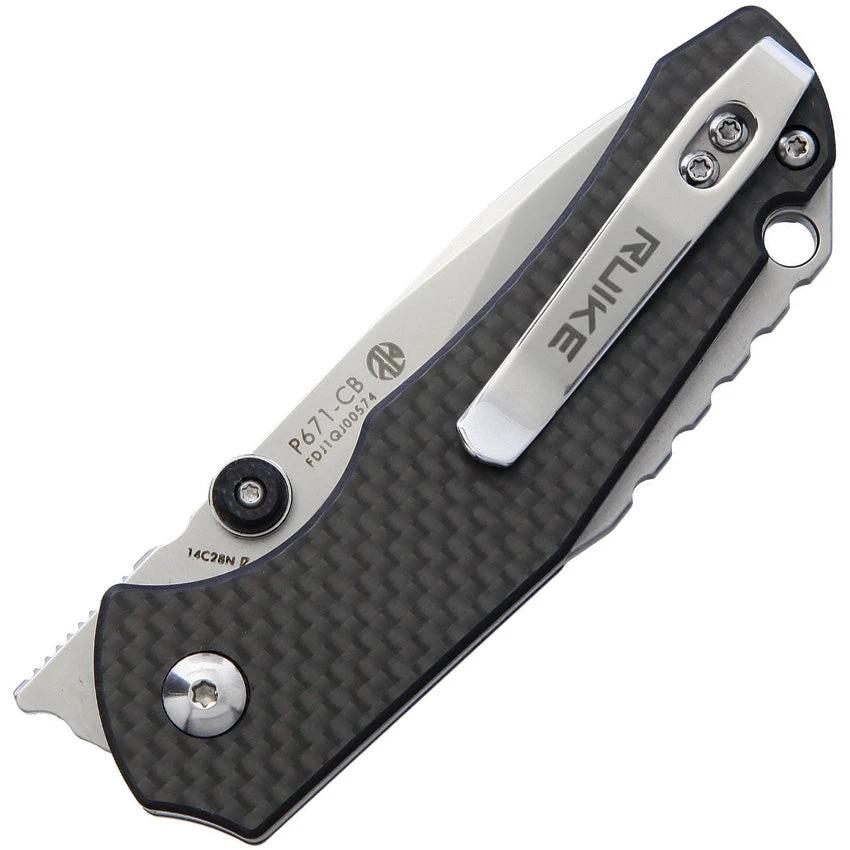 Ruike P671CB Linerlock Folding Knife With Carbon Fiber Onlay Bead Blast Blade 3.63in EDC by RUIKE