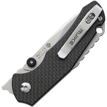 Ruike P671CB Linerlock Folding Knife With Carbon Fiber Onlay Bead Blast Blade 3.63in EDC by RUIKE