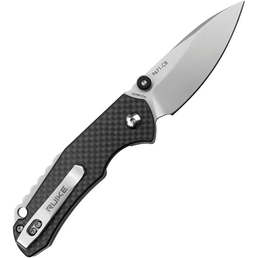 Ruike P671CB Linerlock Folding Knife With Carbon Fiber Onlay Bead Blast Blade 3.63in EDC by RUIKE