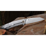 Ruike P831 Framelock Knife - Satin Blade 14C28N Extended Tang Built For Everyday Carry Durability by RUIKE