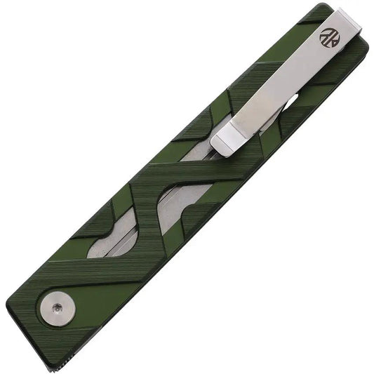 Ruike P878 Linerlock EDC Knife - Satin 3.38 Inch Drop Point Blade With Green Aluminum Handle by RUIKE