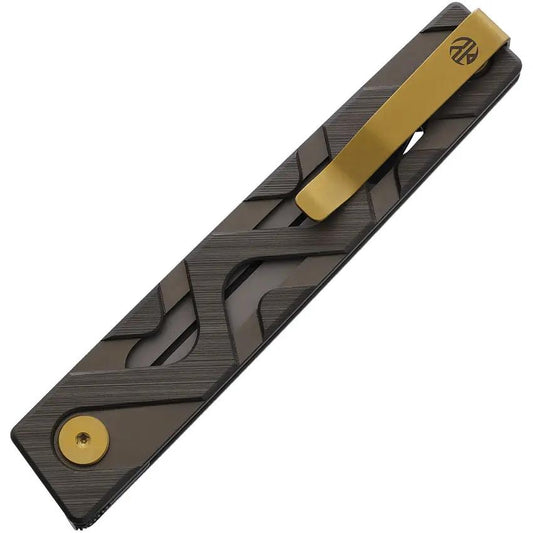 Ruike P878 AK Linerlock Bronze Aluminum Handle EDC Folding Knife - Black Stonewash Blade For Everyday Carry by RUIKE