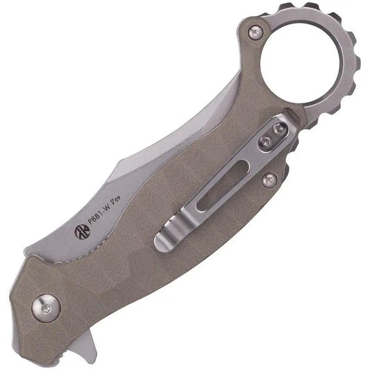 RUIKE P881 Linerlock Knife - Stonewashed 3 Inch Sandvik 14C28N Blade, Tan G10 Handle, EDC Ready by RUIKE