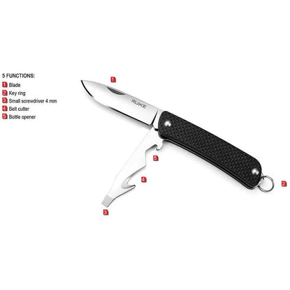 Ruike S21 Compact Multifunction Knife S21B For Everyday Carry 2.75In Closed 2In Sandvik 12C27 Blade G10 Handle by RUIKE