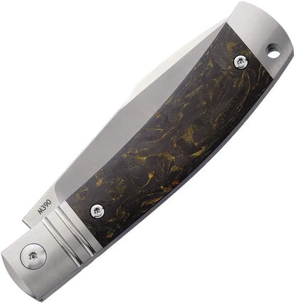 Rike Knife Slip Joint - Gold Dark Matter Carbon Fiber Handle With Satin Bohler M390 Blade by Rike Knife