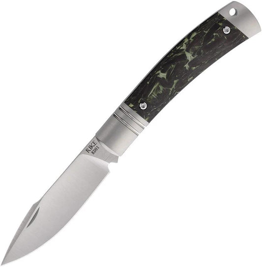 Rike Knife Slip Joint Black Green CF RKKD01GRNCF by Rike Knife