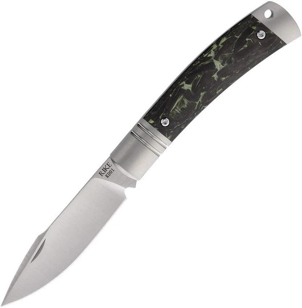 Rike Knife Slip Joint Black Green CF RKKD01GRNCF by Rike Knife