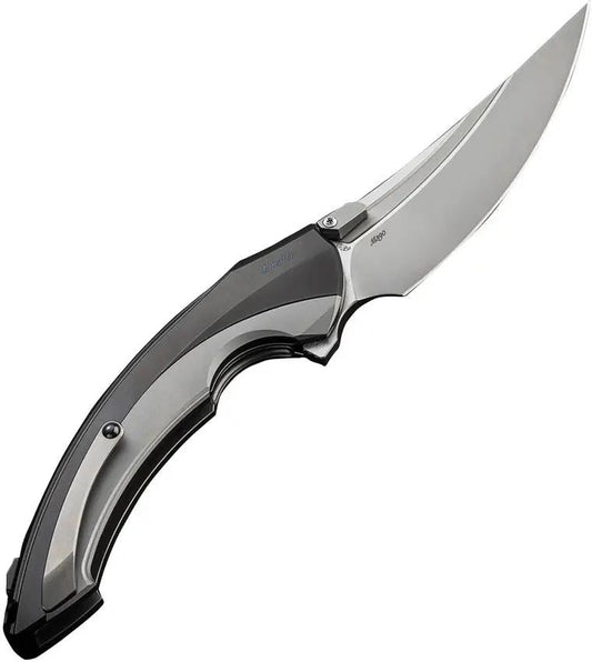 Rike Knife Lamella Linerlock Black DLC Edition - M390 Satin Blade, Extended Tang, Titanium Handle by Rike Knife