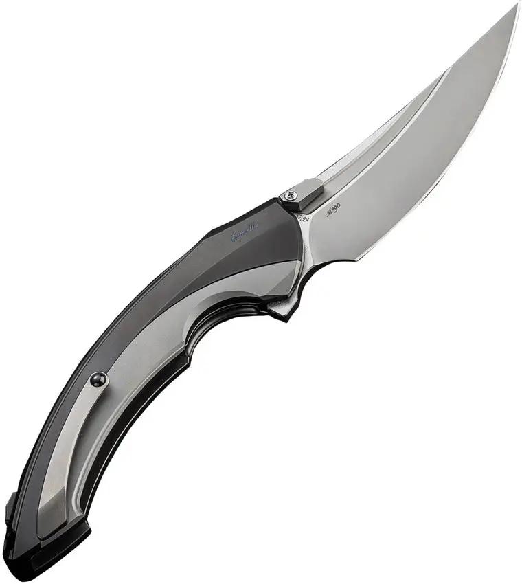 Rike Knife Lamella Linerlock Black DLC Edition - M390 Satin Blade, Extended Tang, Titanium Handle by Rike Knife