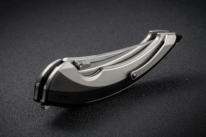 Rike Knife Lamella Linerlock Black DLC Edition - M390 Satin Blade, Extended Tang, Titanium Handle by Rike Knife