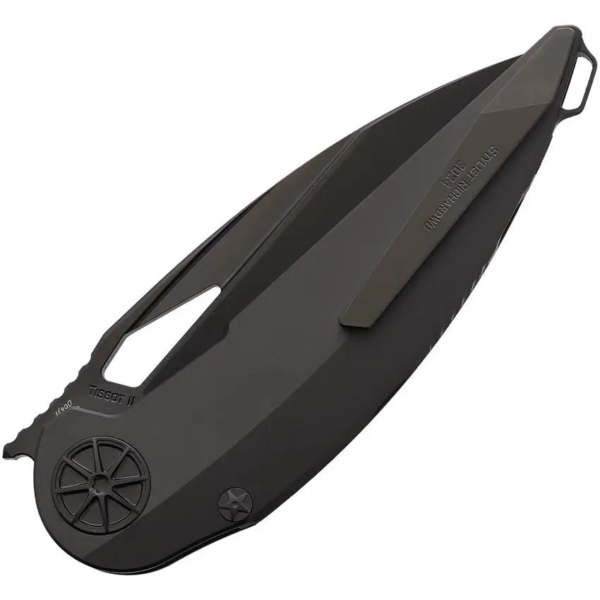 Rike Knife Tissot 2 Linerlock - Black DLC M390 Blade With Titanium Handle With Pocket Clip by Rike Knife