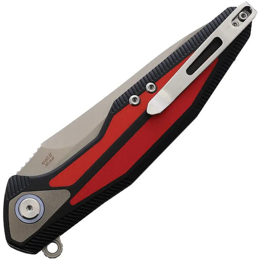 Rike Knife Tulay Linerlock Red - 5 Inch Closed with Satin 154CM Blade and Red Black G10 Handle by Rike Knife