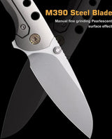 Remette Bee Framelock Ti RT-31022 - Orange Peel Titanium Handle Bead Blast Bohler M390 Blade Pocket Clip by REMETTE