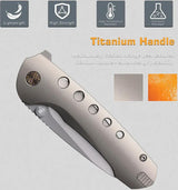 Remette Bee Framelock Ti RT-31022 - Orange Peel Titanium Handle Bead Blast Bohler M390 Blade Pocket Clip by REMETTE