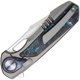 Remette Saker Falcon Button Framelock ASTP-1 - S45VN Satin Tanto Blade Timascus Onlay Arctic Carbon Fiber Inlay by REMETTE