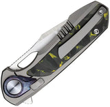 Remette Saker Falcon Button Framelock ASTP-2 - S45VN Tanto Blade With Timascus Onlay And Gray Titanium Handle by REMETTE