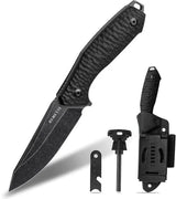 REMETTE Allosaurus Fixed Blade - Black D2 Tool Steel Clip Point, G10 Handle, Fire Starter With Striker And Kydex Sheath by REMETTE