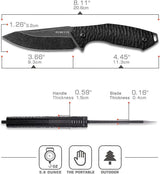 REMETTE Allosaurus Fixed Blade - Black D2 Tool Steel Clip Point, G10 Handle, Fire Starter With Striker And Kydex Sheath by REMETTE