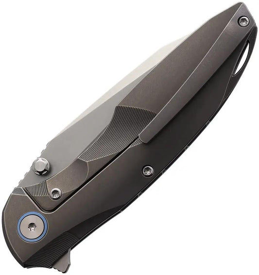 Remette Cool Whale Framelock Ti RTCL T2 - M390 Blade Pearlescent Finish Titanium Handle Blue Accents by REMETTE
