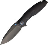 REMETTE Cool Whale Framelock Ti RTCL-T4 - Black DLC M390 Blade With Titanium Handle And Blue Accents by REMETTE
