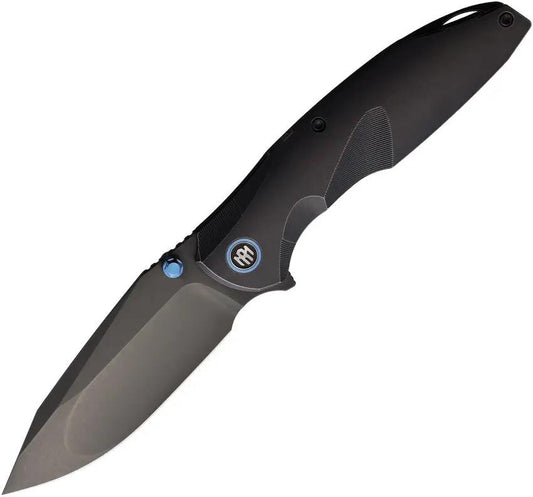 REMETTE Cool Whale Framelock Ti RTCL-T4 - Black DLC M390 Blade With Titanium Handle And Blue Accents by REMETTE