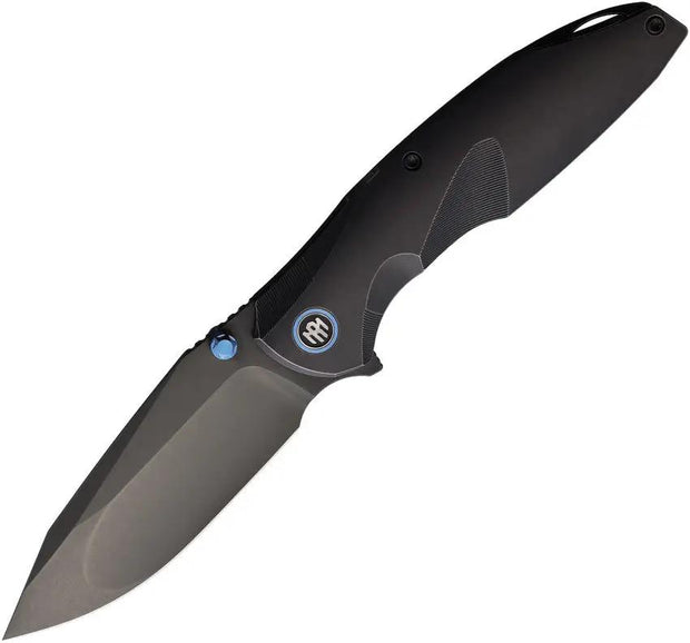 REMETTE Cool Whale Framelock Ti RTCL-T4 - Black DLC M390 Blade With Titanium Handle And Blue Accents by REMETTE