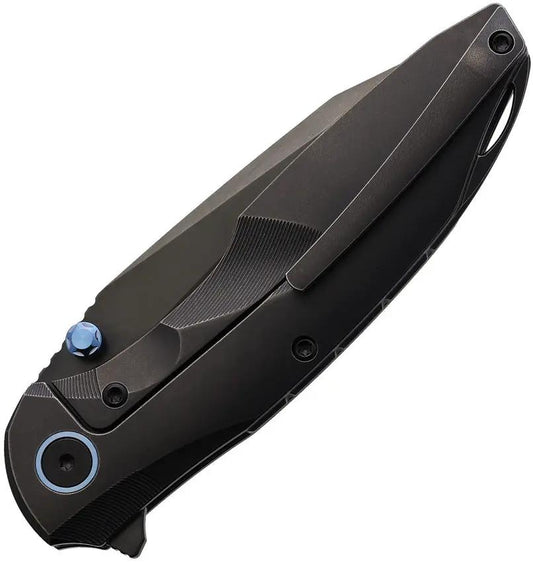 REMETTE Cool Whale Framelock Ti RTCL-T4 - Black DLC M390 Blade With Titanium Handle And Blue Accents by REMETTE