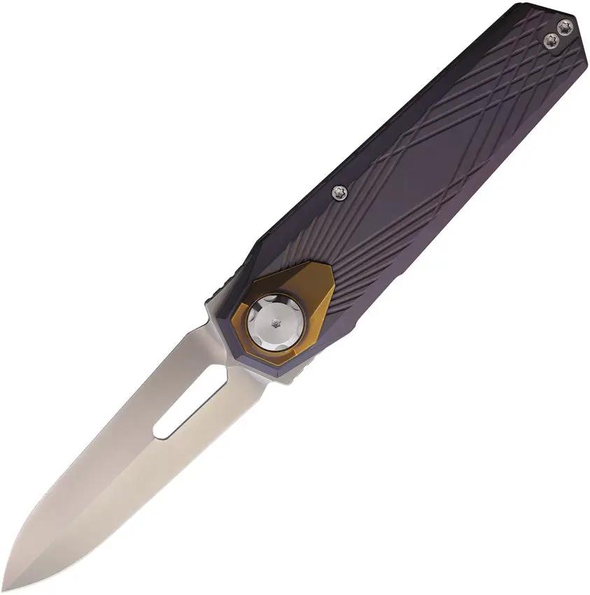 Remette Infinite Power B-Linerlock RTIP-G - Blue Anodized Titanium Handle With Gold Onlay And M390 Dagger Blade by REMETTE
