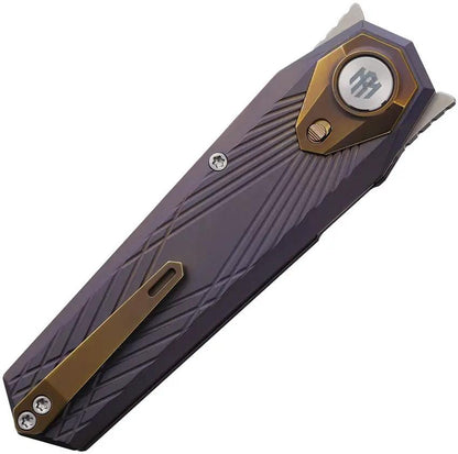 Remette Infinite Power B-Linerlock RTIP-G - Blue Anodized Titanium Handle With Gold Onlay And M390 Dagger Blade by REMETTE