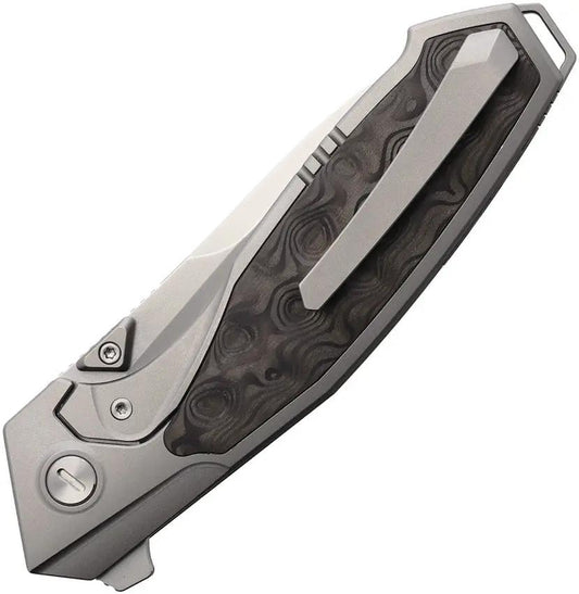 Remette Kingfisher Framelock Ti RTKF4 - Satin M390 Blade Titanium Handle With Rose Carbon Fiber Inlay by REMETTE