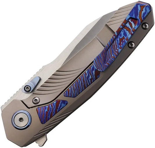 Remette Kestrel Framelock Timascus RTPO-D - Timascus Inlay S35VN Blade Extended Tang Pocket Clip by REMETTE