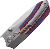 Remette Meteor Button Framelock RTPT-NC - M390 Blade, Titanium Handle With Multicolor Carbon Fiber Inlay by REMETTE