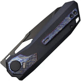 Remette Peregrine Falcon Button Liner RTT1-DT - Black Pearlescent M390 Tanto Blade DLC Titanium Handle Safety Lock by REMETTE