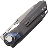 REMETTE Peregrine Falcon Button Liner RTT1-TGX - Pearlescent Blade With Safety Lock And Gray Titanium Handle by REMETTE