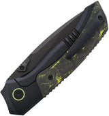 Remette Steed Button Framelock Yellow Carbon Fiber Inlay - 3 Inch Bohler M390 Drop Point Blade by REMETTE