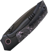 Remette Steed Button Framelock PPl RTWS BY - Black DLC Coated Bohler M390 Drop Point Blade by REMETTE