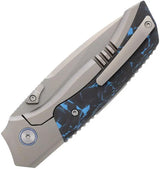 Remette Steed Button Framelock Blue RTWS-TB - Titanium Handle With Blue Carbon Fiber Inlay And M390 Blade by REMETTE