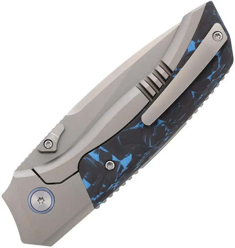 Remette Steed Button Framelock Blue RTWS-TB - Titanium Handle With Blue Carbon Fiber Inlay And M390 Blade by REMETTE