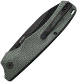 Remette WD107MGB Button Lock Knife - Titanium Coated 14C28N Sandvik Drop Point Blade, Green Canvas Micarta Handle by REMETTE