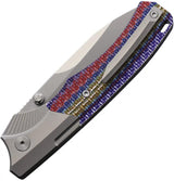 Remette WD107 Button Lock Knife - Satin Bohler M390 Blade Carbon Fiber Handle Titanium Bolsters by REMETTE