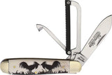 Robeson Gamecock Folder White Etch ROB632730E ETCHED HANDLE by Robeson