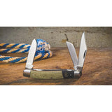 Roper Knives Rattler Stockman RP0001CMG - 4in Closed Satin 1065 Carbon Steel Clip Sheepsfoot Spey Blades Black Micarta by Roper Knives